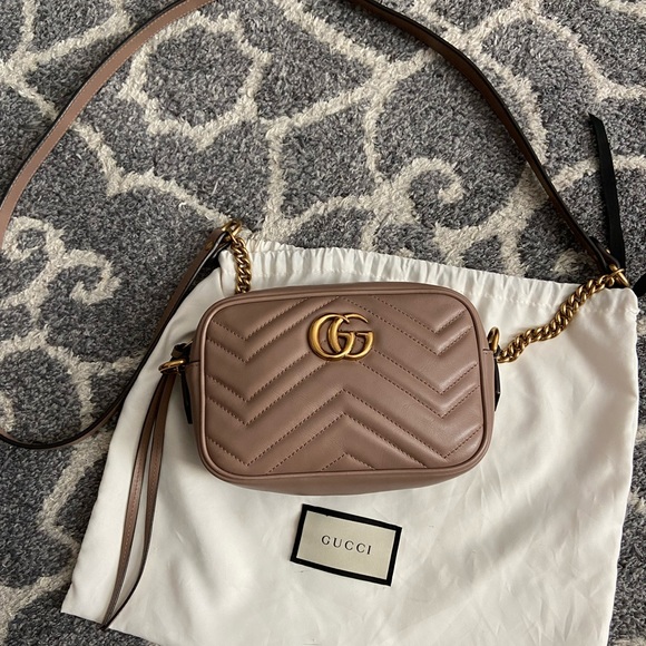 Gucci Handbags - Gucci mini marmont matelasse bag in dusty pink